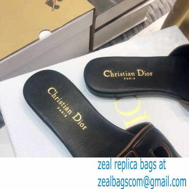 Dior D-Club Flat Slides Mules in Calfskin Black 2021 - Click Image to Close