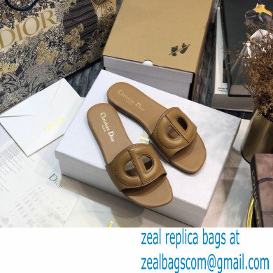 Dior D-Club Flat Slides Mules in Calfskin Camel 2021