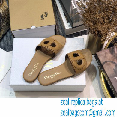 Dior D-Club Flat Slides Mules in Calfskin Camel 2021 - Click Image to Close