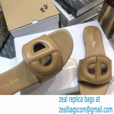 Dior D-Club Flat Slides Mules in Calfskin Camel 2021 - Click Image to Close