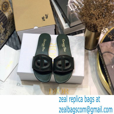 Dior D-Club Flat Slides Mules in Calfskin Dark Green 2021 - Click Image to Close