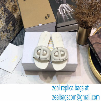 Dior D-Club Flat Slides Mules in Calfskin White 2021