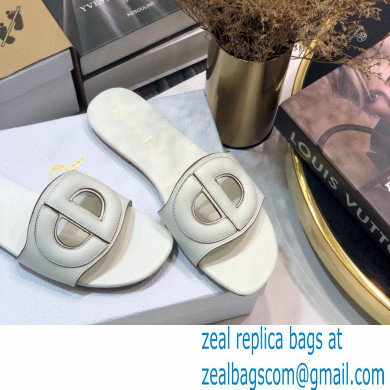 Dior D-Club Flat Slides Mules in Calfskin White 2021