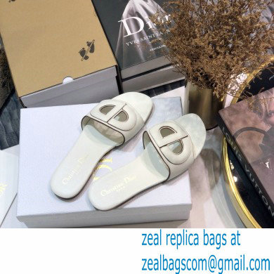 Dior D-Club Flat Slides Mules in Calfskin White 2021