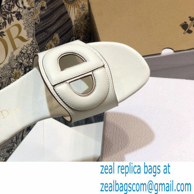 Dior D-Club Flat Slides Mules in Calfskin White 2021