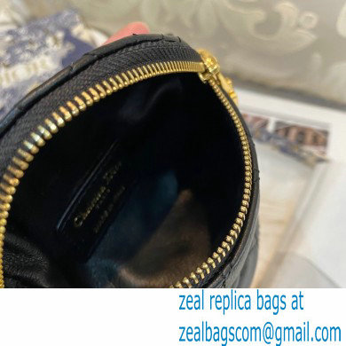 Dior Detachable Caro Half-Moon Coin Purse in Cannage Supple Calfskin Black 2021 - Click Image to Close