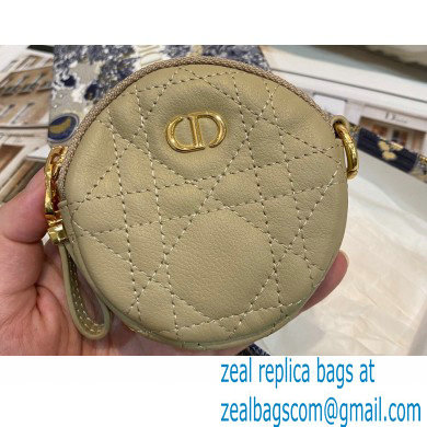 Dior Detachable Caro Round Coin Purse in Cannage Supple Calfskin Beige 2021