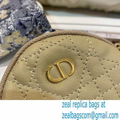 Dior Detachable Caro Round Coin Purse in Cannage Supple Calfskin Beige 2021