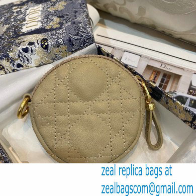 Dior Detachable Caro Round Coin Purse in Cannage Supple Calfskin Beige 2021 - Click Image to Close