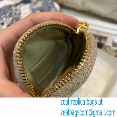 Dior Detachable Caro Round Coin Purse in Cannage Supple Calfskin Beige 2021