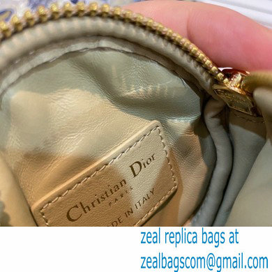 Dior Detachable Caro Round Coin Purse in Cannage Supple Calfskin Beige 2021