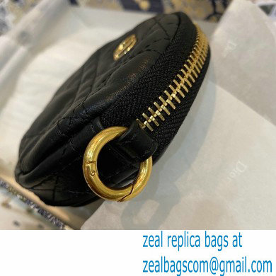 Dior Detachable Caro Round Coin Purse in Cannage Supple Calfskin Black 2021 - Click Image to Close