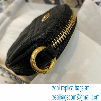 Dior Detachable Caro Round Coin Purse in Cannage Supple Calfskin Black 2021