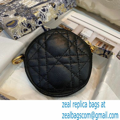 Dior Detachable Caro Round Coin Purse in Cannage Supple Calfskin Black 2021