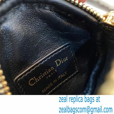 Dior Detachable Caro Round Coin Purse in Cannage Supple Calfskin Black 2021