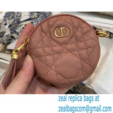 Dior Detachable Caro Round Coin Purse in Cannage Supple Calfskin Dark Nude 2021 - Click Image to Close