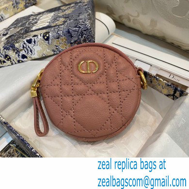 Dior Detachable Caro Round Coin Purse in Cannage Supple Calfskin Dark Nude 2021 - Click Image to Close