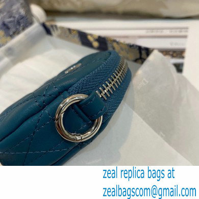 Dior Detachable Caro Round Coin Purse in Cannage Supple Calfskin Deep Ocean Blue 2021 - Click Image to Close