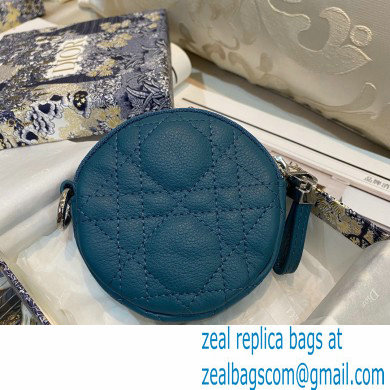 Dior Detachable Caro Round Coin Purse in Cannage Supple Calfskin Deep Ocean Blue 2021 - Click Image to Close