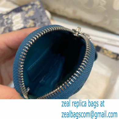 Dior Detachable Caro Round Coin Purse in Cannage Supple Calfskin Deep Ocean Blue 2021
