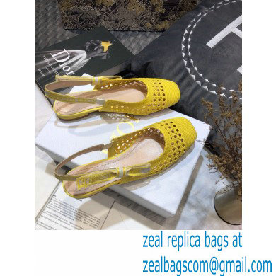 Dior Heel 1.5cm Moi Slingback Ballerina Flats Cannage Embroidered Mesh Yellow 2021 - Click Image to Close