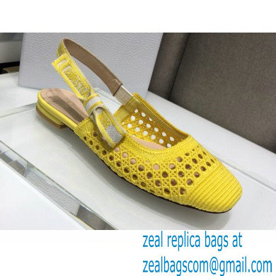 Dior Heel 1.5cm Moi Slingback Ballerina Flats Cannage Embroidered Mesh Yellow 2021 - Click Image to Close