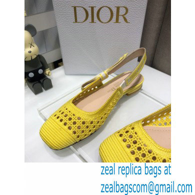 Dior Heel 1.5cm Moi Slingback Ballerina Flats Cannage Embroidered Mesh Yellow 2021 - Click Image to Close