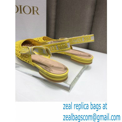 Dior Heel 1.5cm Moi Slingback Ballerina Flats Cannage Embroidered Mesh Yellow 2021