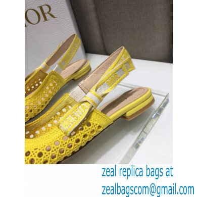 Dior Heel 1.5cm Moi Slingback Ballerina Flats Cannage Embroidered Mesh Yellow 2021 - Click Image to Close