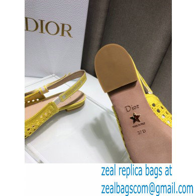 Dior Heel 1.5cm Moi Slingback Ballerina Flats Cannage Embroidered Mesh Yellow 2021