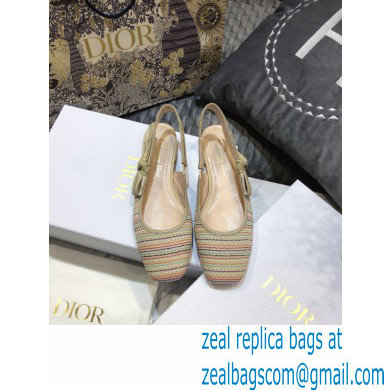 Dior Heel 1.5cm Moi Slingback Ballerina Flats Gold Metallic Thread Embroidered Cotton 2021