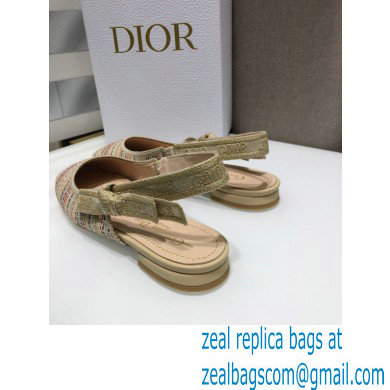 Dior Heel 1.5cm Moi Slingback Ballerina Flats Gold Metallic Thread Embroidered Cotton 2021 - Click Image to Close