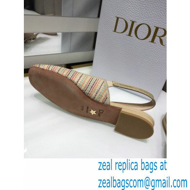 Dior Heel 1.5cm Moi Slingback Ballerina Flats Gold Metallic Thread Embroidered Cotton 2021