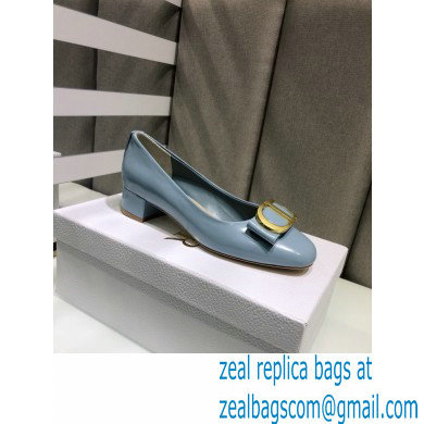 Dior Heel 3.5cm 30 Montaigne Pumps Calfskin Light Blue 2021 - Click Image to Close