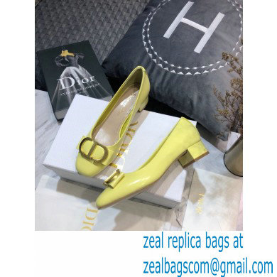Dior Heel 3.5cm 30 Montaigne Pumps Calfskin Yellow 2021 - Click Image to Close