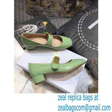 Dior Heel 3cm Baby-D Ballet Pumps Patent Light Green 2021