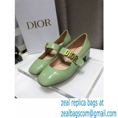 Dior Heel 3cm Baby-D Ballet Pumps Patent Light Green 2021