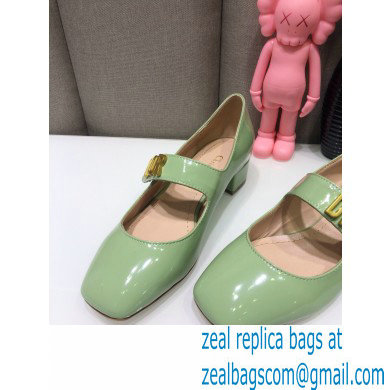 Dior Heel 3cm Baby-D Ballet Pumps Patent Light Green 2021 - Click Image to Close