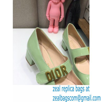 Dior Heel 3cm Baby-D Ballet Pumps Patent Light Green 2021