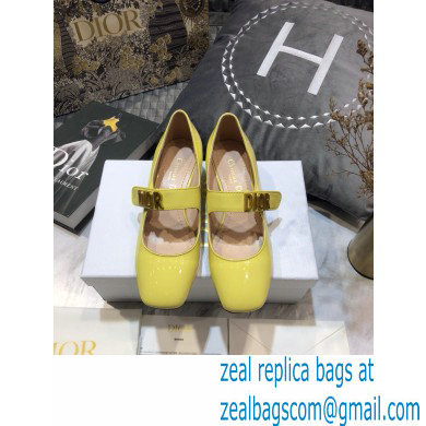 Dior Heel 3cm Baby-D Ballet Pumps Patent Yellow 2021 - Click Image to Close