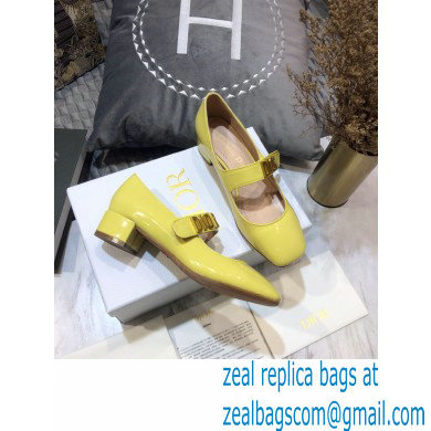 Dior Heel 3cm Baby-D Ballet Pumps Patent Yellow 2021 - Click Image to Close