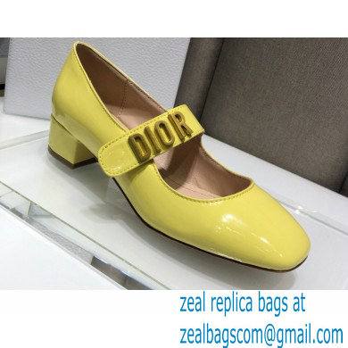 Dior Heel 3cm Baby-D Ballet Pumps Patent Yellow 2021