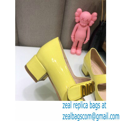 Dior Heel 3cm Baby-D Ballet Pumps Patent Yellow 2021
