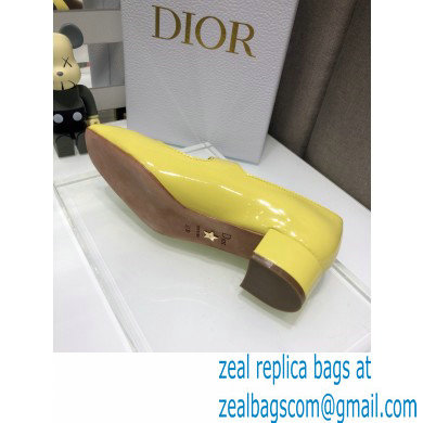 Dior Heel 3cm Baby-D Ballet Pumps Patent Yellow 2021