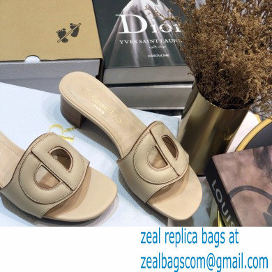 Dior Heel 4.5cm D-Club Mules in Calfskin Beige 2021