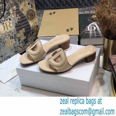 Dior Heel 4.5cm D-Club Mules in Calfskin Beige 2021