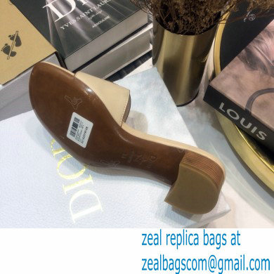 Dior Heel 4.5cm D-Club Mules in Calfskin Beige 2021 - Click Image to Close