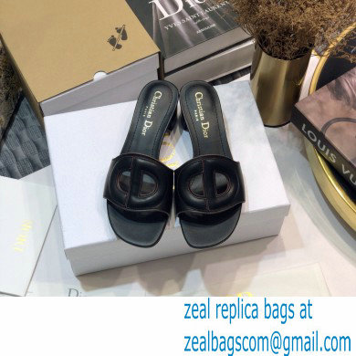 Dior Heel 4.5cm D-Club Mules in Calfskin Black 2021 - Click Image to Close
