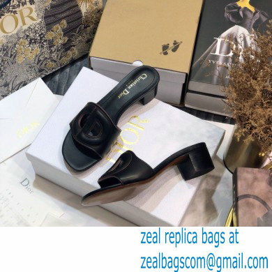 Dior Heel 4.5cm D-Club Mules in Calfskin Black 2021 - Click Image to Close