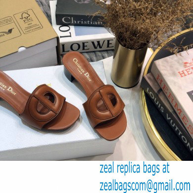 Dior Heel 4.5cm D-Club Mules in Calfskin Brown 2021 - Click Image to Close